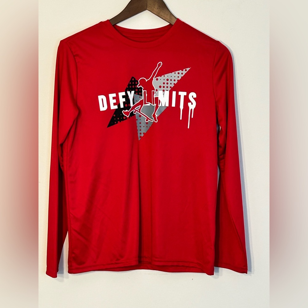 Athletic Works Boys Youth XL (14/16) Red Long Sleeve Performance Tee